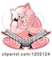 Poster, Art Print Of Pig Sitting And Reading A Book