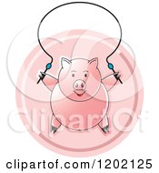 Poster, Art Print Of Pig Exercising With A Jump Rope Icon