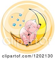 Poster, Art Print Of Pig Sleeping On A Crescent Moon Icon