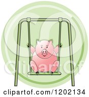 Poster, Art Print Of Pig Playing On A Swing Icon