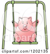 Poster, Art Print Of Pig Playing On A Swing