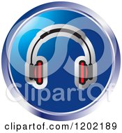 Clipart Of A Round Wireless Computer Headphone Icon Royalty Free Vector Illustration by Lal Perera