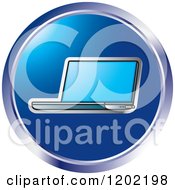 Clipart Of A Round Laptop Computer Icon Royalty Free Vector Illustration