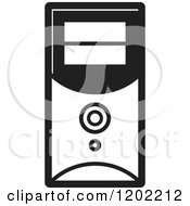 Clipart Of A Black And White Computer Tower Icon Royalty Free Vector Illustration