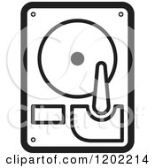 Clipart Of A Black And White Computer Hard Disk Icon Royalty Free Vector Illustration