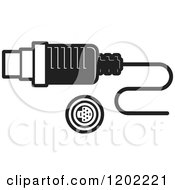 Clipart Of A Black And White Computer Ps2 Socket Icon Royalty Free Vector Illustration