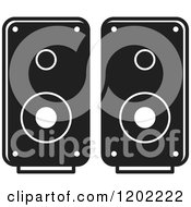 Clipart Of A Black And White Computer Speakers Icon Royalty Free Vector Illustration by Lal Perera