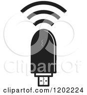 Clipart Of A Black And White Computer Wireless Usb Modem Royalty Free Vector Illustration