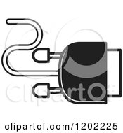 Clipart Of A Black And White Computer Vga Plug Icon Royalty Free Vector Illustration