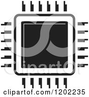 Clipart Of A Black And White Computer Processor Chip Icon Royalty Free Vector Illustration