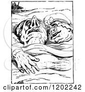 Clipart Of A Vintage Black And White Sleeping Couple Royalty Free Vector Illustration by Prawny Vintage