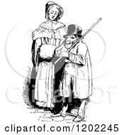 Clipart Of A Vintage Black And White Odd Couple Royalty Free Vector Illustration