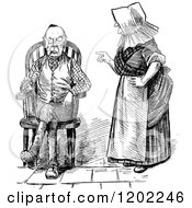 Poster, Art Print Of Vintage Black And White Old Couple And Nagging Wife