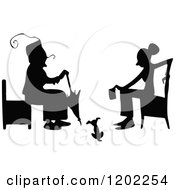 Poster, Art Print Of Vintage Black And White Silhouetted Women Sitting