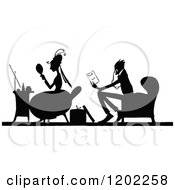 Clipart Of A Vintage Black And White Silhouetted Couple Sitting Royalty Free Vector Illustration by Prawny Vintage