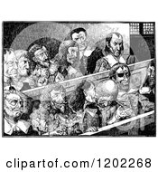 Clipart Of Vintage Black And White Pilgrims Progress The Jury Royalty Free Vector Illustration