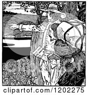 Clipart Of Vintage Black And White Pilgrims Progress Christian And Evangelist Royalty Free Vector Illustration by Prawny Vintage