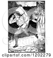 Clipart Of Vintage Black And White Pilgrims Progress Eternal Life Royalty Free Vector Illustration
