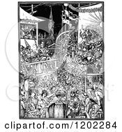 Clipart Of Vintage Black And White Pilgrims Progress Vanity Fair Royalty Free Vector Illustration