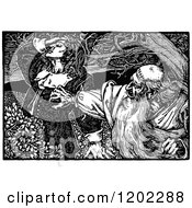 Clipart Of Vintage Black And White Pilgrims Progress Royalty Free Vector Illustration