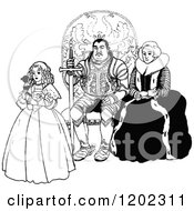Clipart Of A Vintage Black And White Royal Family Royalty Free Vector Illustration by Prawny Vintage