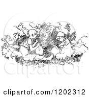 Poster, Art Print Of Vintage Black And White Children With Pots