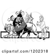 Poster, Art Print Of Vintage Black And White Oz Tiger Lion And Characters