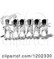 Clipart Of A Vintage Black And White Emerald Oz Mice Soldiers Royalty Free Vector Illustration