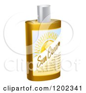 Bottle Of Sun Block Cream With Sample Text And A Sun