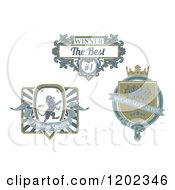 Clipart Of Vintage Quality And Winner Labels Royalty Free Vector Illustration