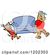 Pit Bull And Chihuahua Mover Dogs Carying A Sofa