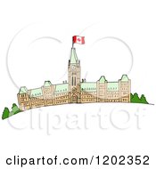 Parliament Buildings With A Canadian Flag