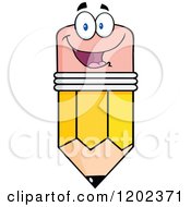 Cartoon Of A Smiling Pencil Mascot Royalty Free Vector Clipart by Hit Toon