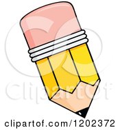 Cartoon Of A Tipped Yellow Pencil Royalty Free Vector Clipart