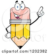 Cartoon Of A Pencil Mascot Holding Up A Finger Royalty Free Vector Clipart