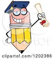 Poster, Art Print Of Graduate Pencil Mascot Holding A Diploma