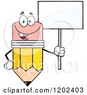 Poster, Art Print Of Happy Pencil Mascot With A Sign