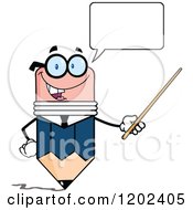 Poster, Art Print Of Talking Business Pencil Mascot Using A Pointer Stick
