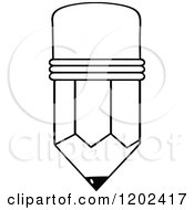 Cartoon Of A Black And White Outlined Pencil Royalty Free Vector Clipart