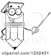 Poster, Art Print Of Black And White Graduate Pencil Teacher Holding A Pointer Stick