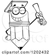 Poster, Art Print Of Black And White Graduate Pencil Mascot Holding A Diploma