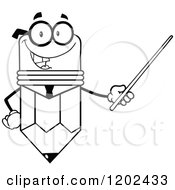 Poster, Art Print Of Black And White Business Pencil Mascot Using A Pointer Stick