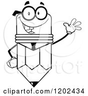 Cartoon Of A Business Pencil Mascot Waving Royalty Free Vector Clipart
