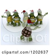 Poster, Art Print Of 3d Christmas Tortoises Singing Carols