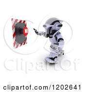 Clipart Of A 3d Robot Reaching For A NO Push Button Royalty Free CGI Illustration