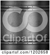 Clipart Of A Grungy Metal Background With Riveted Bars Royalty Free CGI Illustration