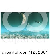 Clipart Of A 3d Ufo Flying Over A Foreign Planet Royalty Free CGI Illustration by KJ Pargeter