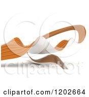 Clipart Of A 3d Abstract Orange And White Ribbon Over White Royalty Free CGI Illustration