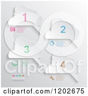Clipart Of Numbered Infographics Clouds With Sample Text On Gray Royalty Free Vector Illustration by KJ Pargeter