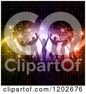 Poster, Art Print Of Silhouetted Dancers Over Circle Lights And Music Notes